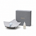 INNEREA Glow | Singapore Design Leather Tray Natural Crystal Stone Home Fragrance Set | Clear Quartz | Sea Salt & Eucalyptus
